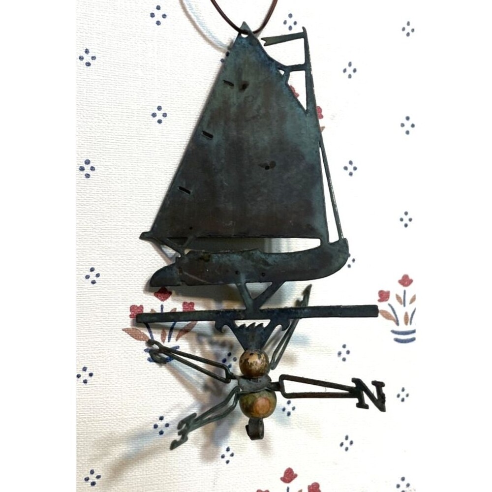 Rustic Weather Vanes Ship Ornament Metal Folk Art Nautical Ocean Sea